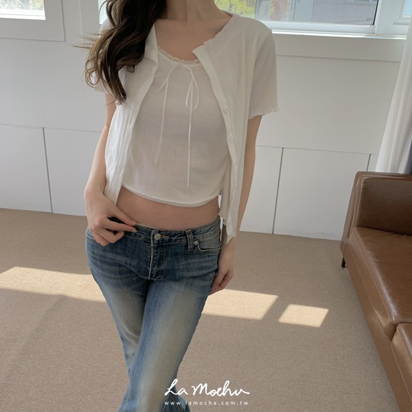 洗色牛仔小喇叭褲